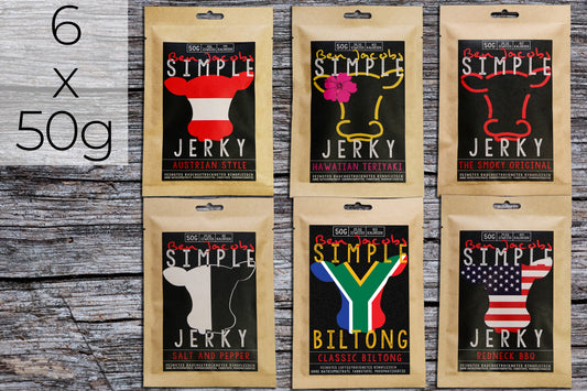 Simple Jerky - Prøvekasse (6 Varianter)
